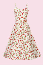 Priscilla Cherry Print Cotton Midi Dress