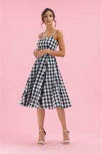 Priscilla Large Gingham Cotton Midi Dress