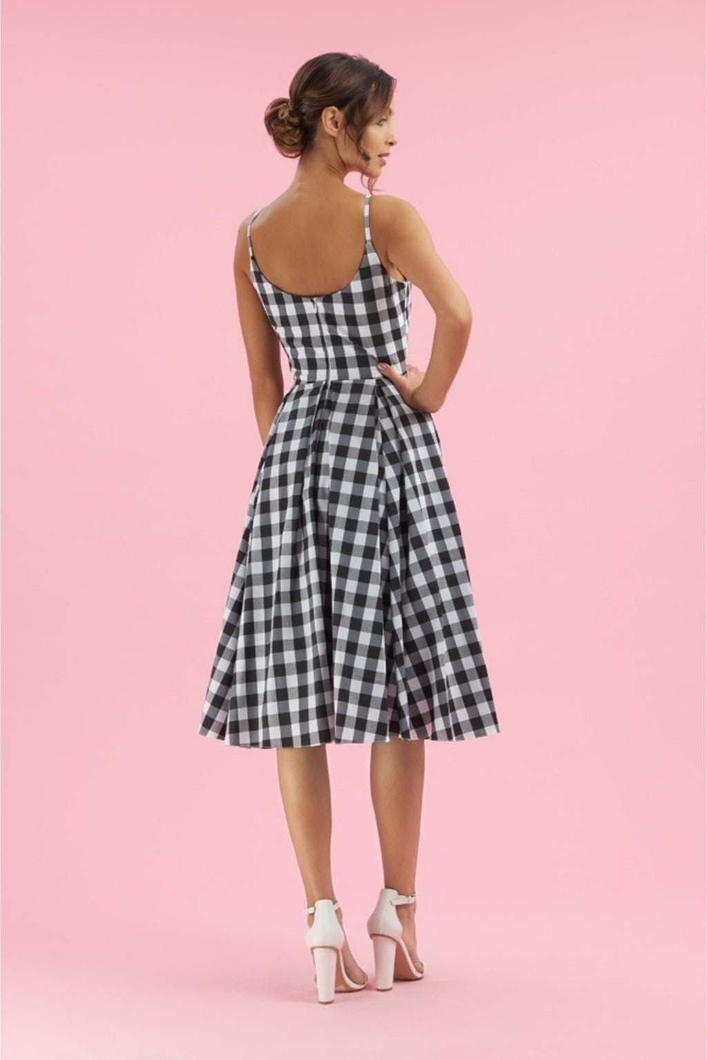 Priscilla Large Gingham Cotton Midi Dress
