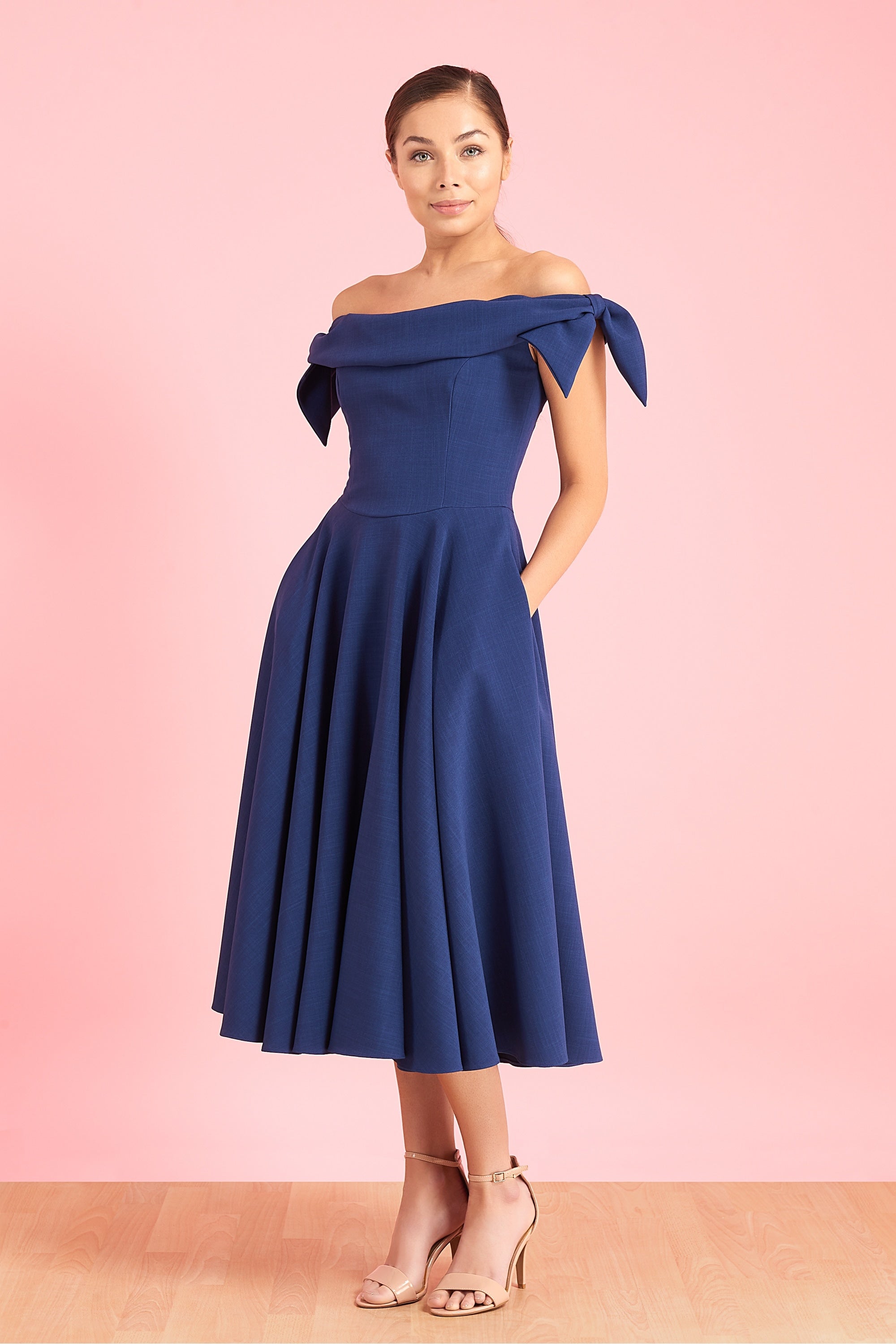 Tilly Off The Shoulder Bow Midi Dress