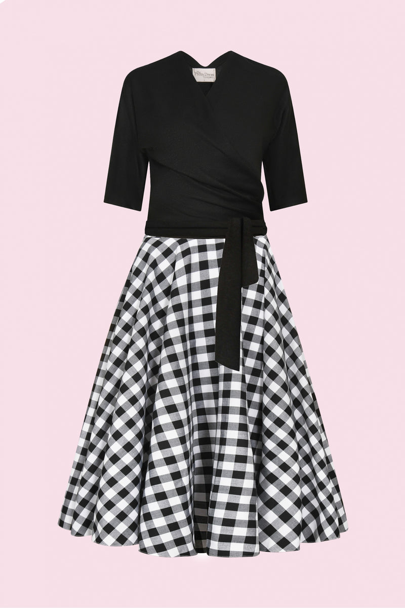 Gingham Circle Midi Skirt - Black & White