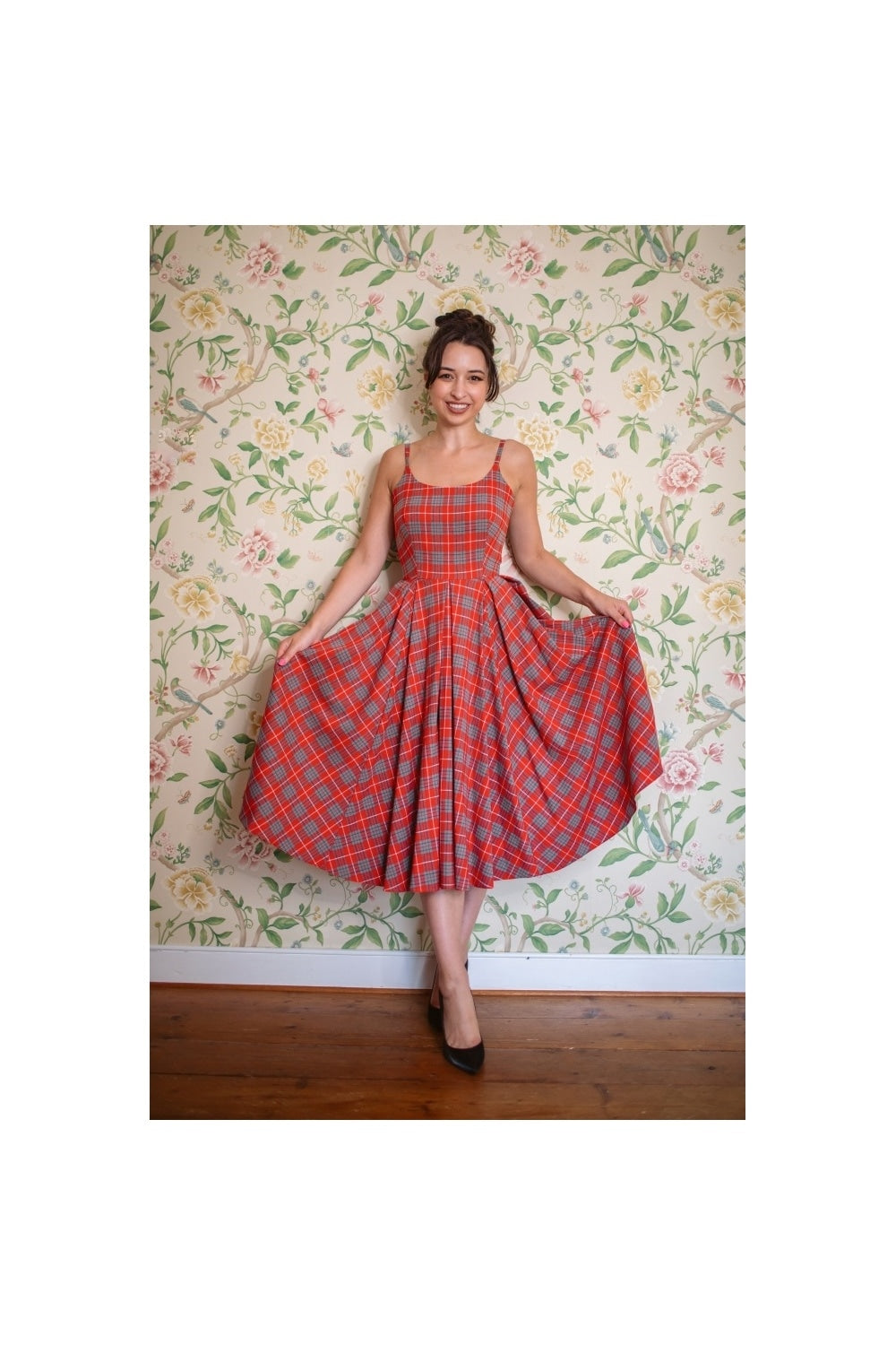 Priscilla Tartan Midi Dress
