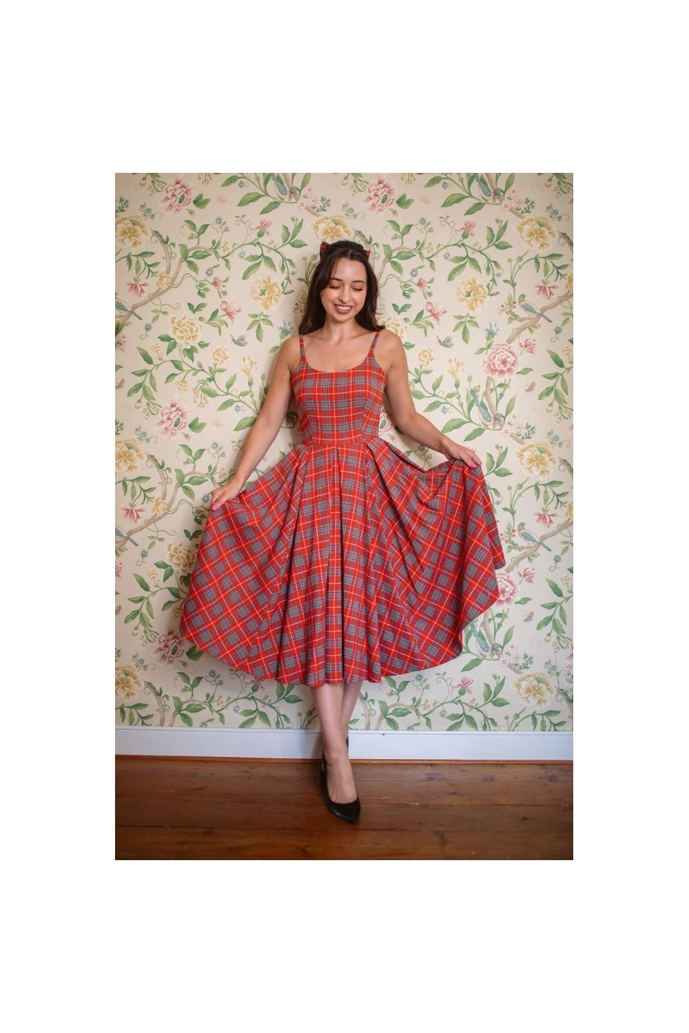 Priscilla Tartan Midi Dress