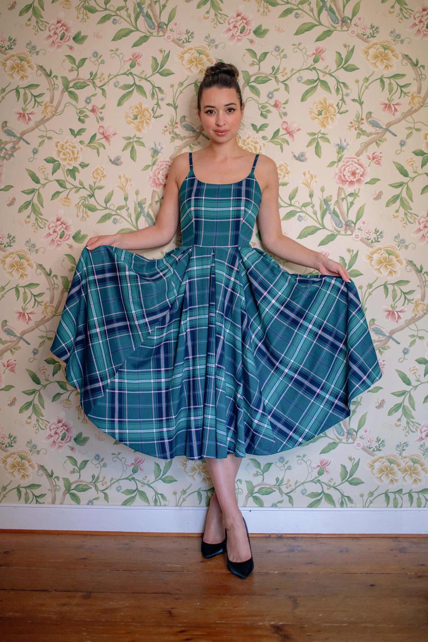 Priscilla Tartan Midi Dress