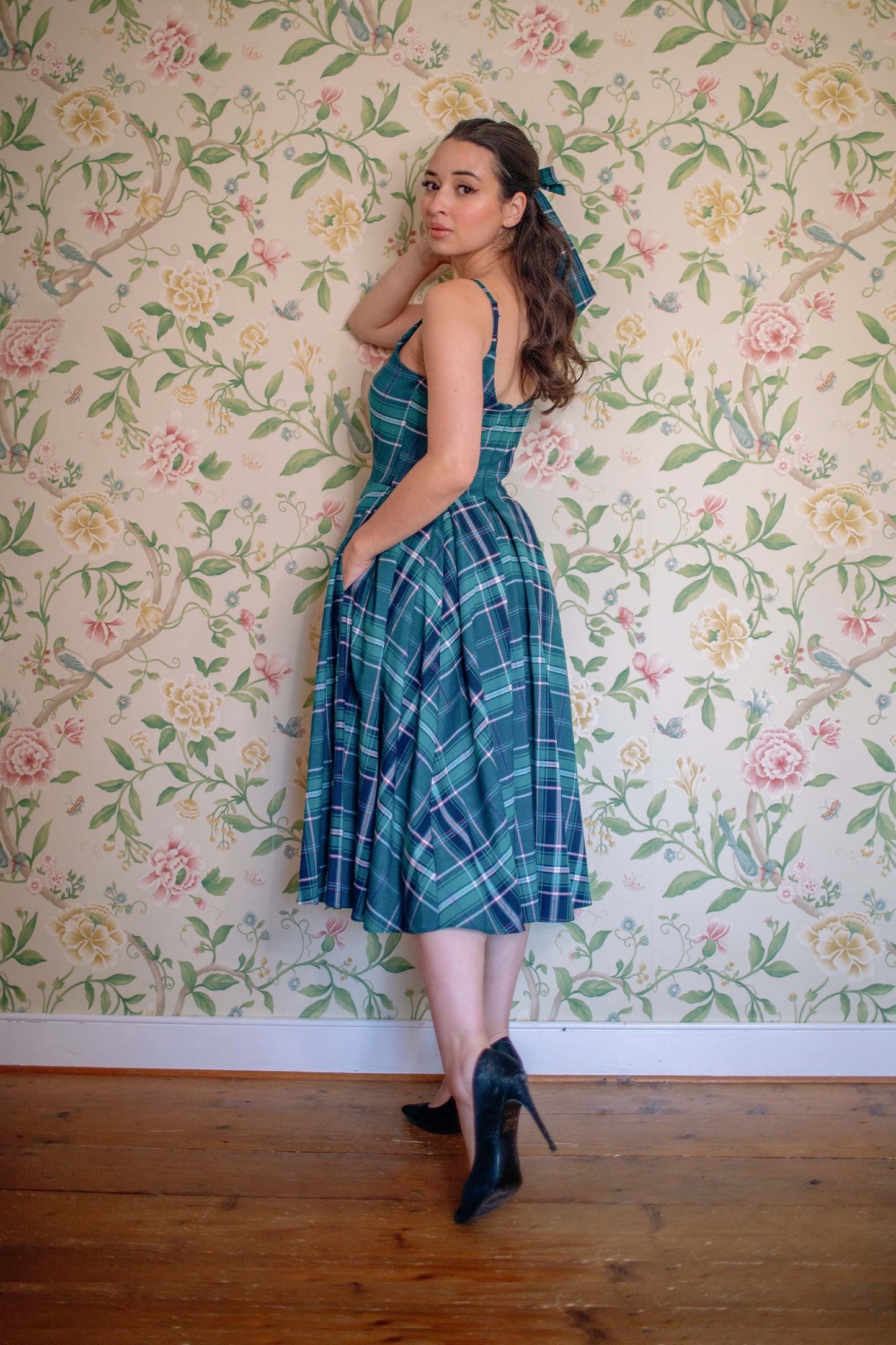 Priscilla Tartan Midi Dress