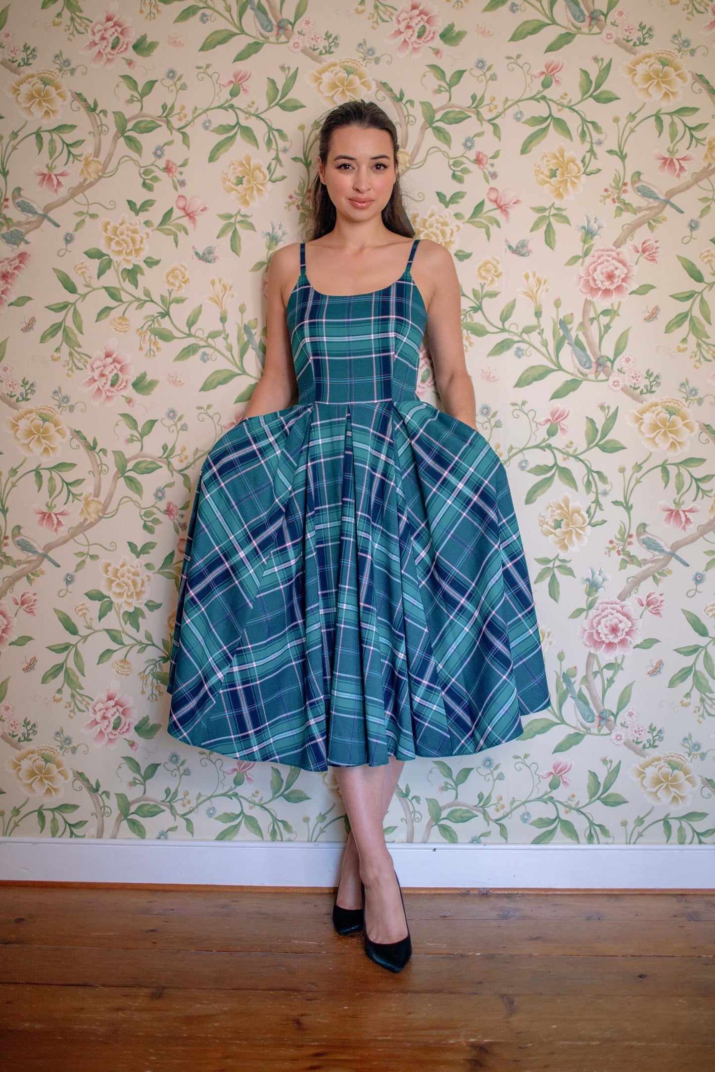Priscilla Tartan Midi Dress