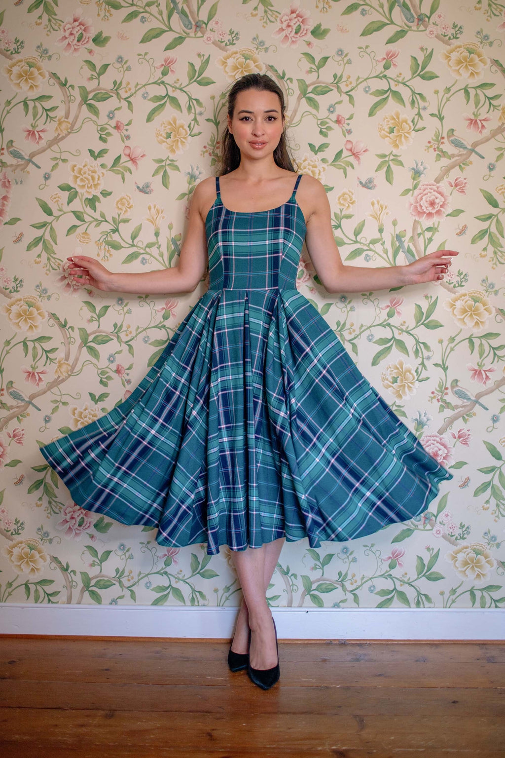 Priscilla Tartan Midi Dress