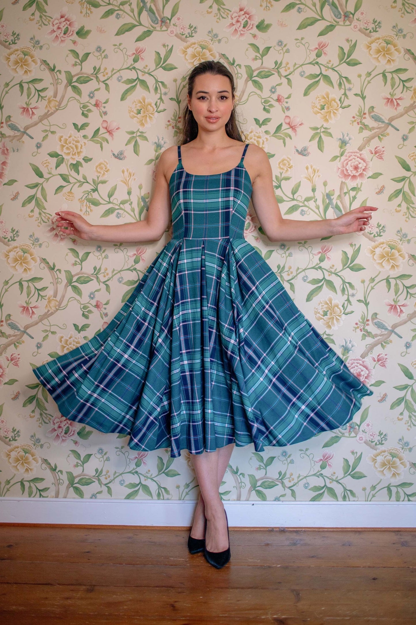 Priscilla Tartan Midi Dress