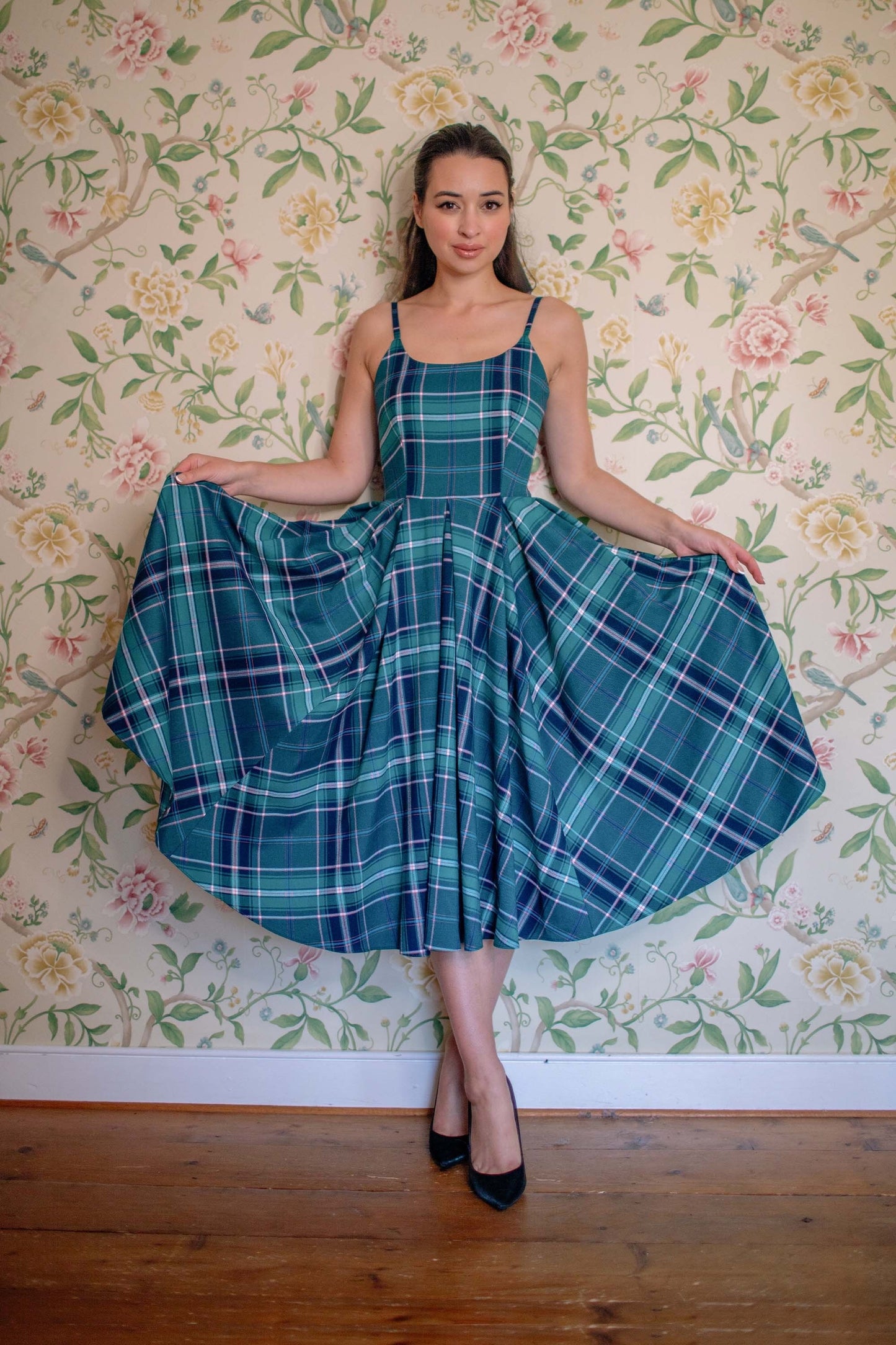 Priscilla Tartan Midi Dress