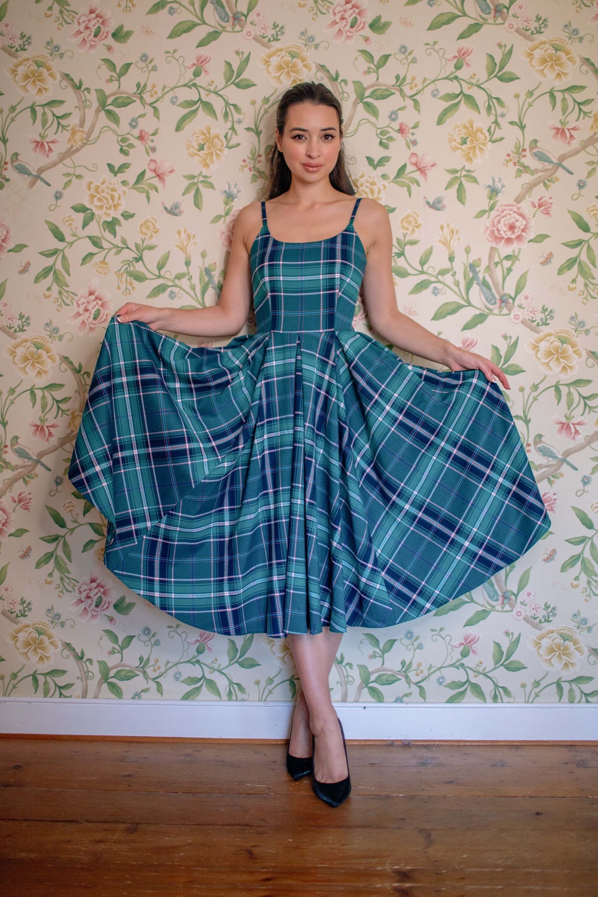 Priscilla Tartan Midi Dress