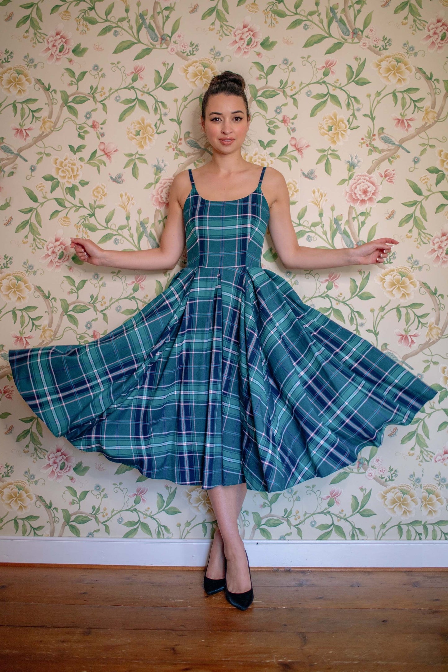Priscilla Tartan Midi Dress