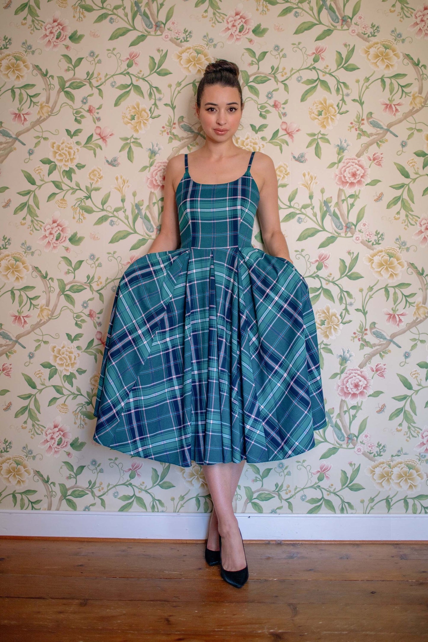 Priscilla Tartan Midi Dress