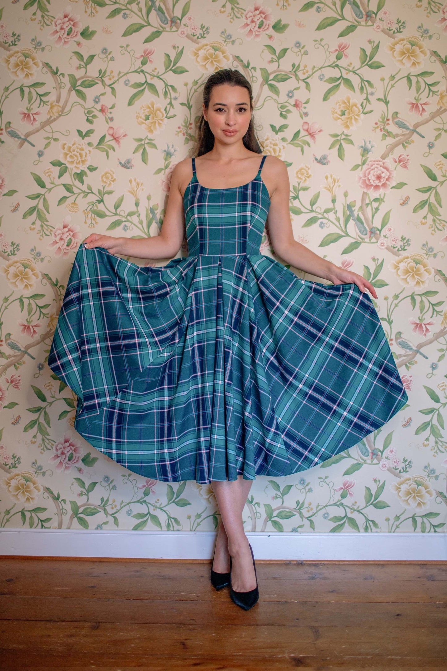 Priscilla Tartan Midi Dress