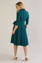 Lucille Faux Wrap Shirt Swing Dress