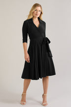 Lucille Faux Wrap Shirt Swing Dress