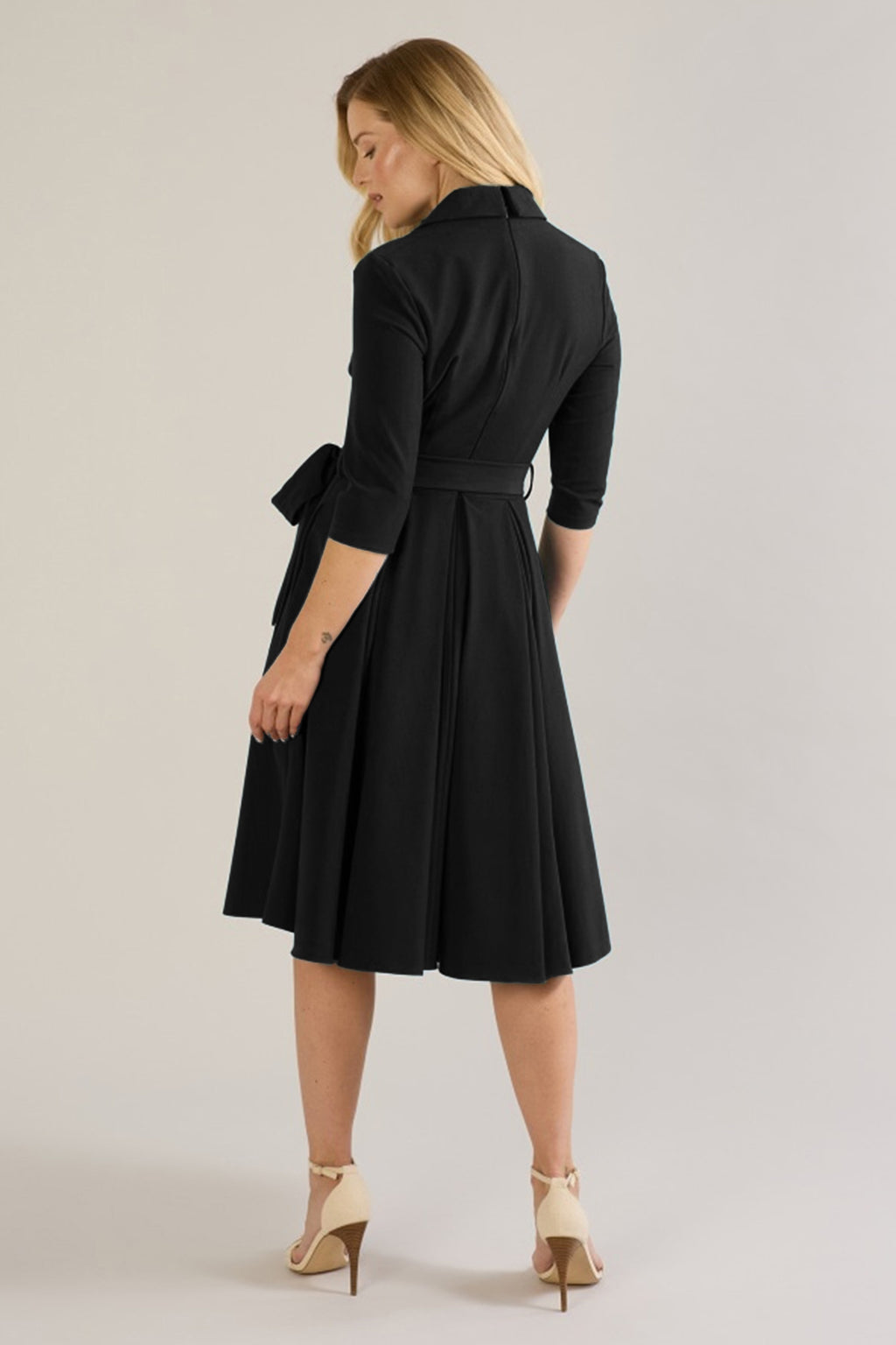 Lucille Faux Wrap Shirt Swing Dress
