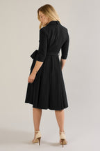 Lucille Faux Wrap Shirt Swing Dress