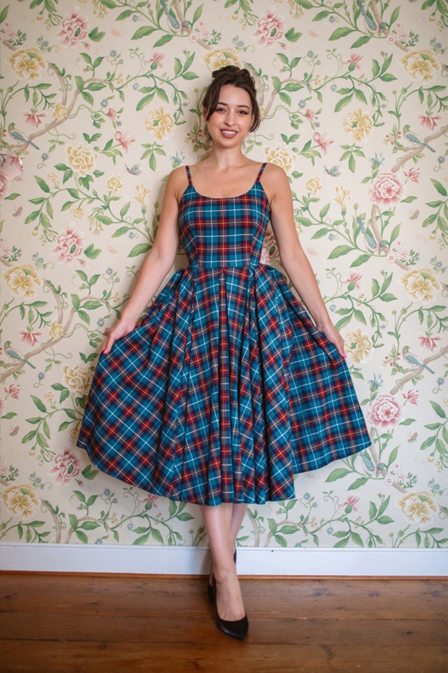 Priscilla Tartan Midi Dress