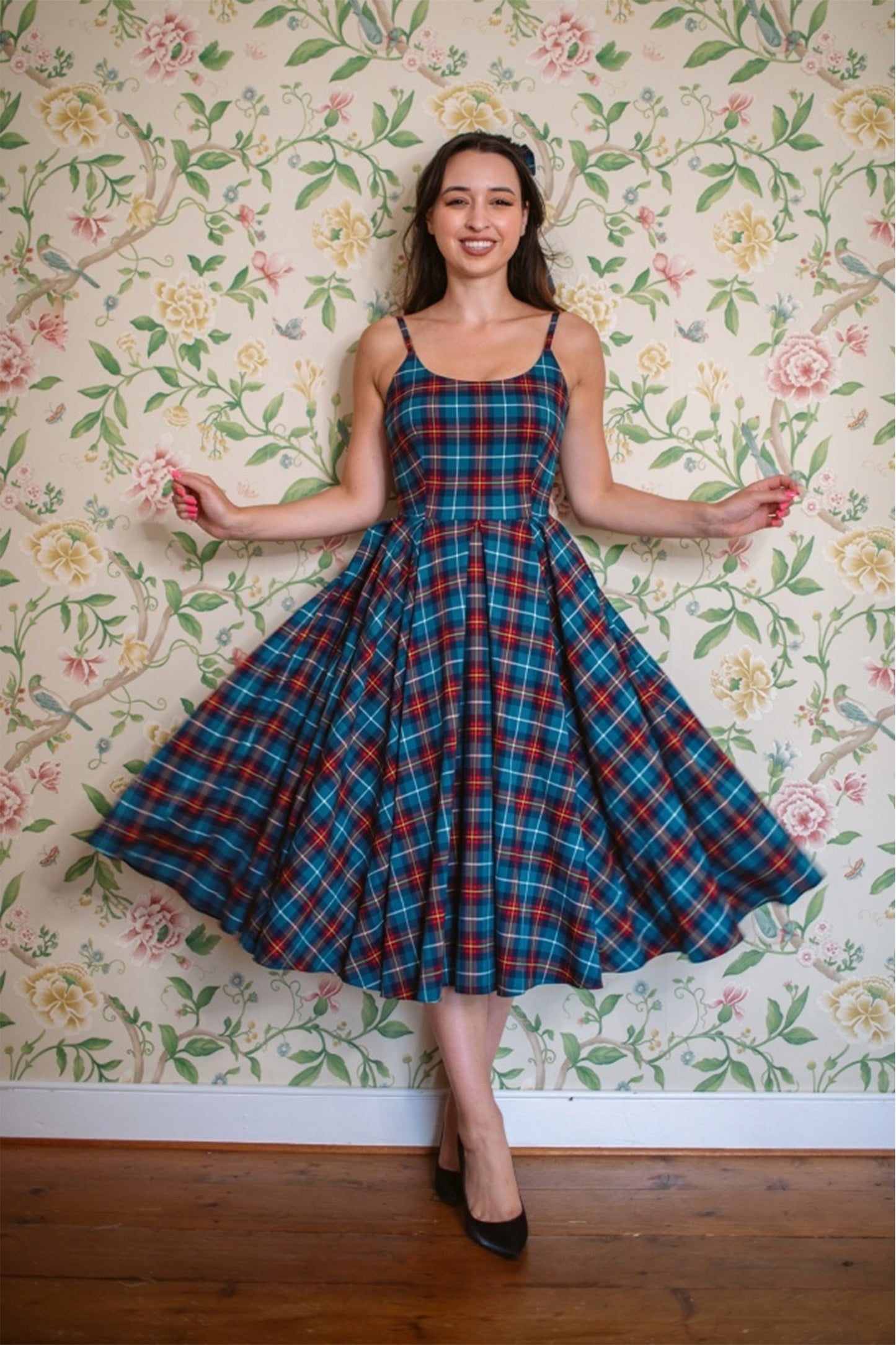 Priscilla Tartan Midi Dress