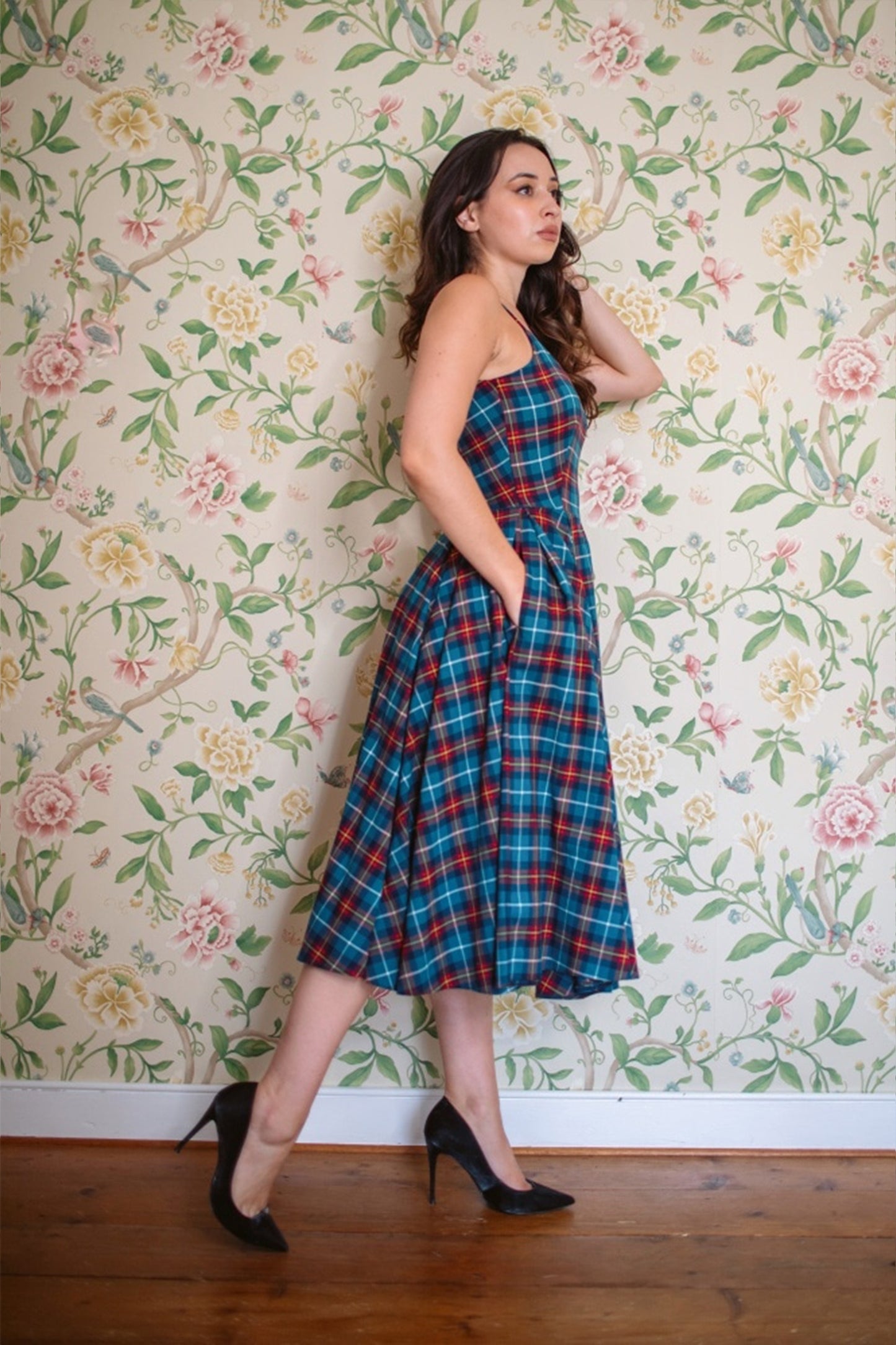 Priscilla Tartan Midi Dress