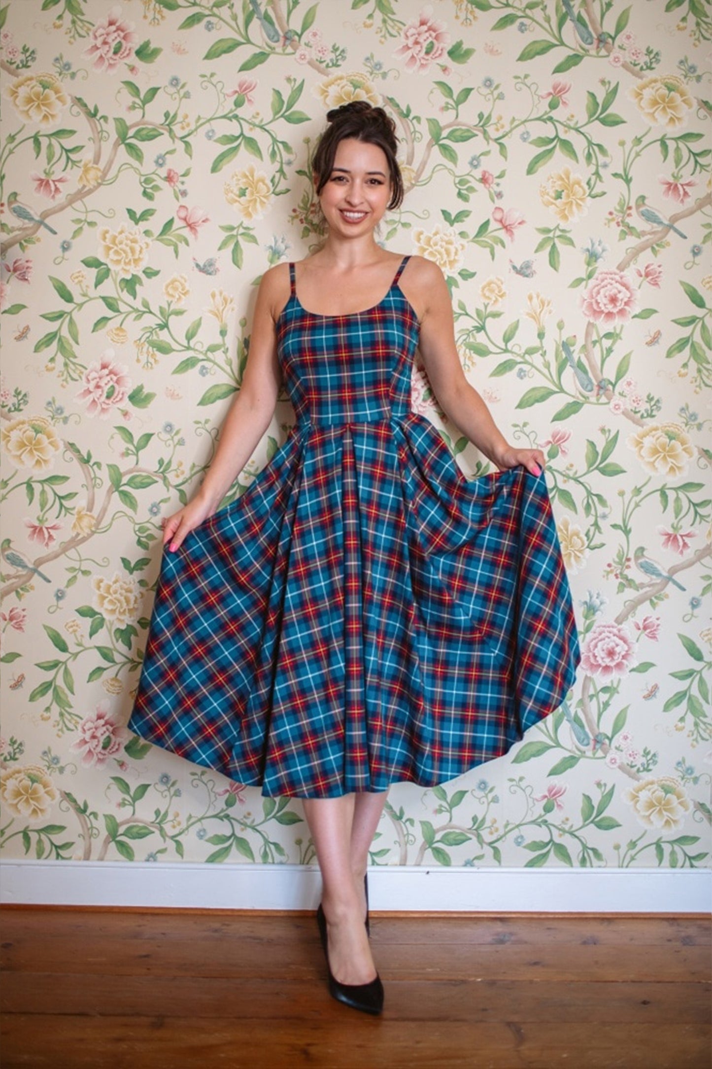Priscilla Tartan Midi Dress