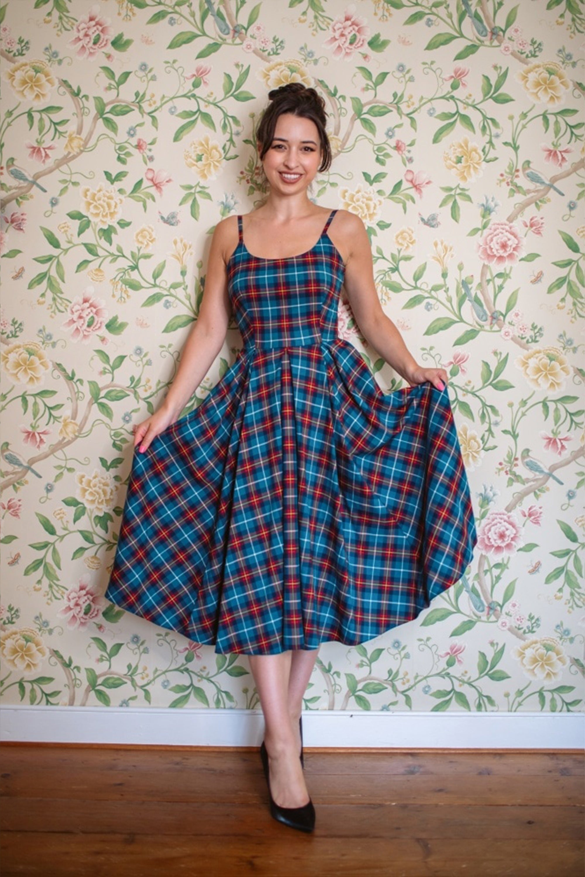 Priscilla Tartan Midi Dress
