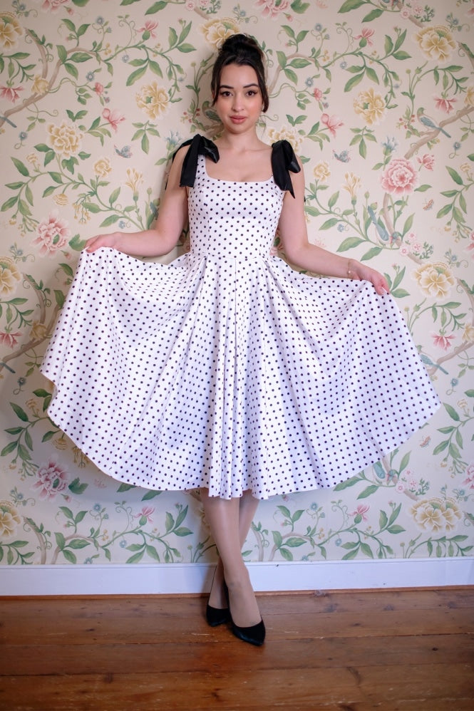 Josephine Polka Dot Midi Dress - Ivory & Black
