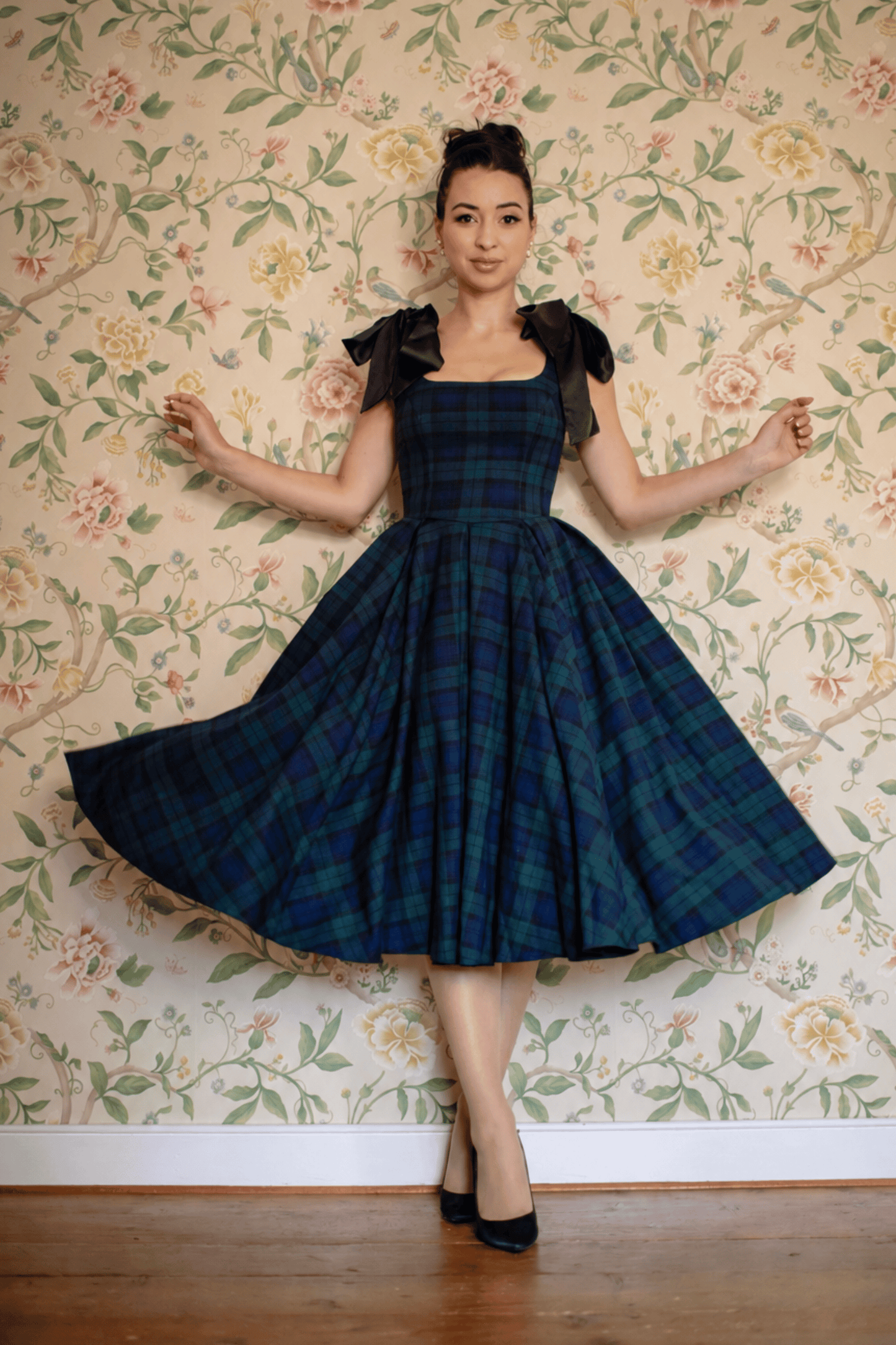 Josephine Tartan Midi Dress