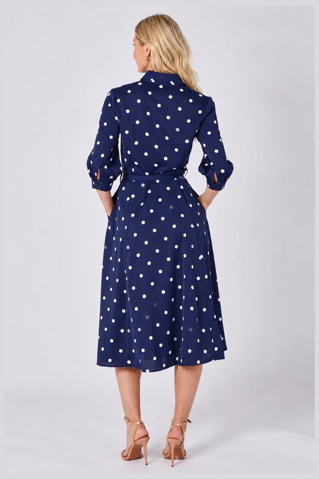 Polka Dot Shirt Midi Dress