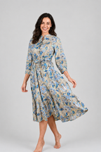 Cotton Floral Shirt Midi Dress