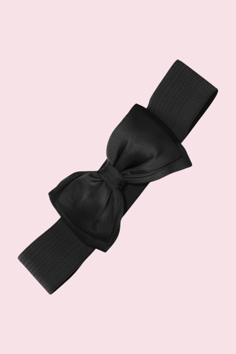 Satin Bow Belt - Black