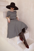 Hepburn Dogtooth Midi Dress
