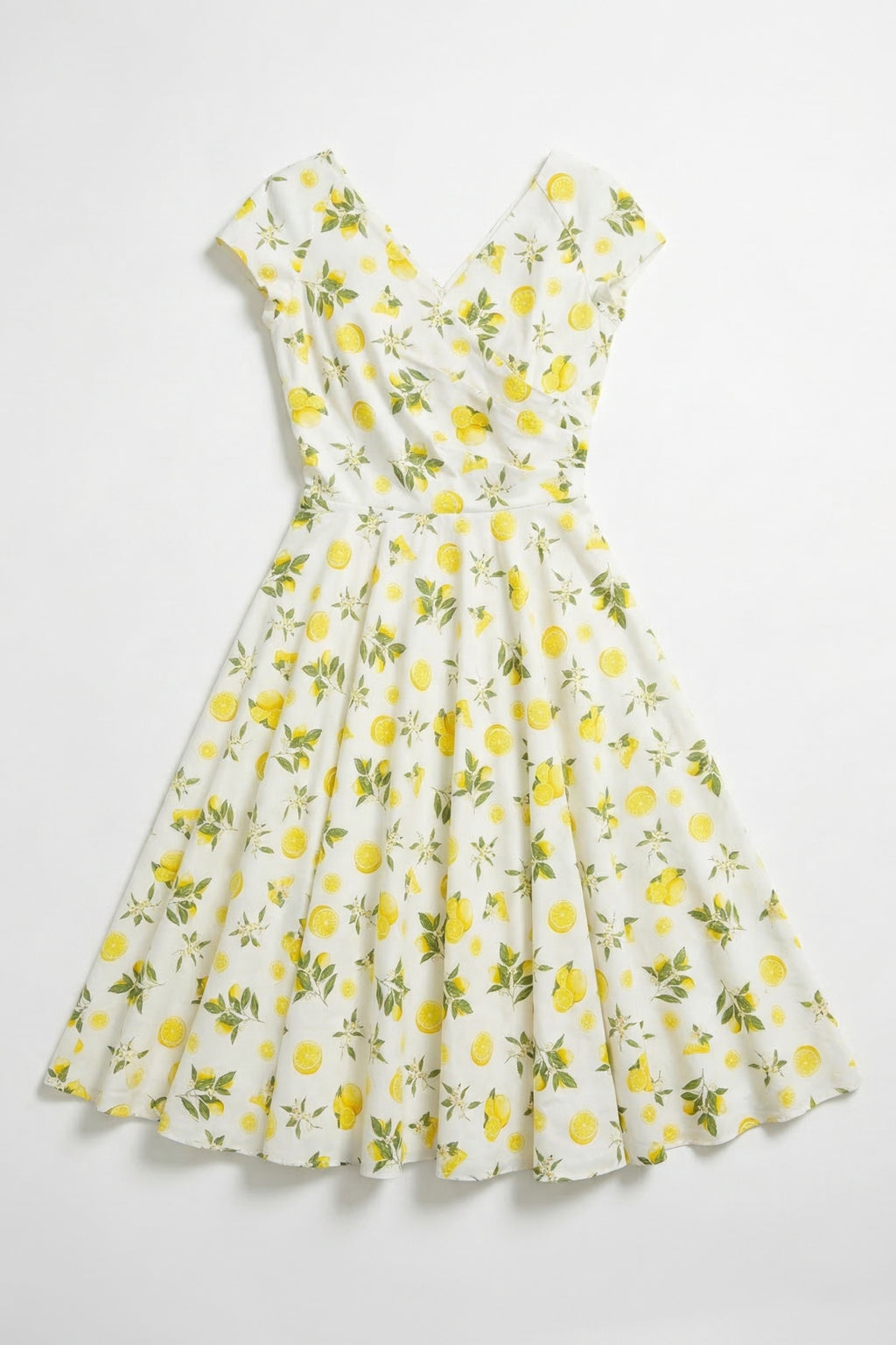 Hourglass Lemon Print Swing Dress