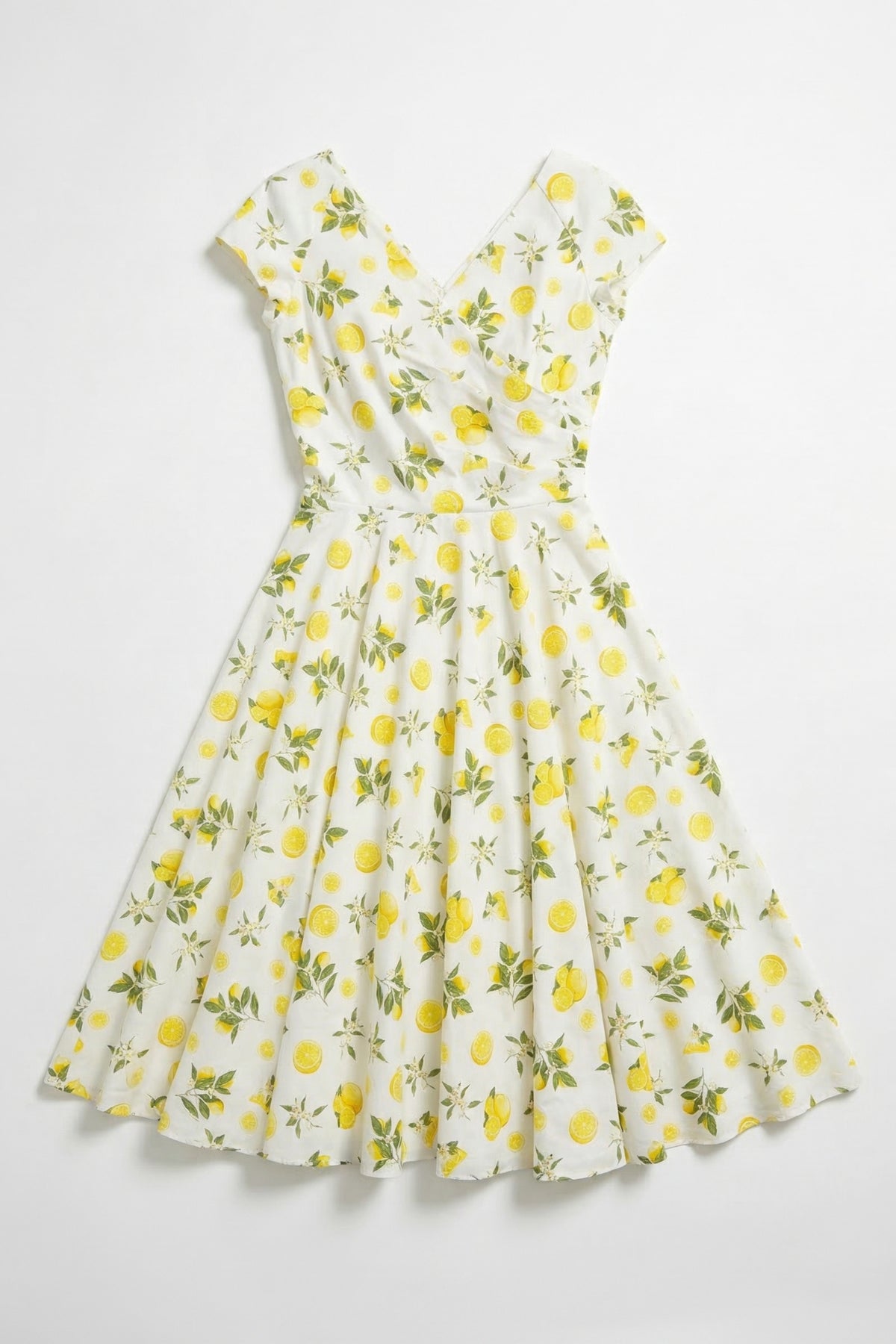 Hourglass Lemon Print Swing Dress