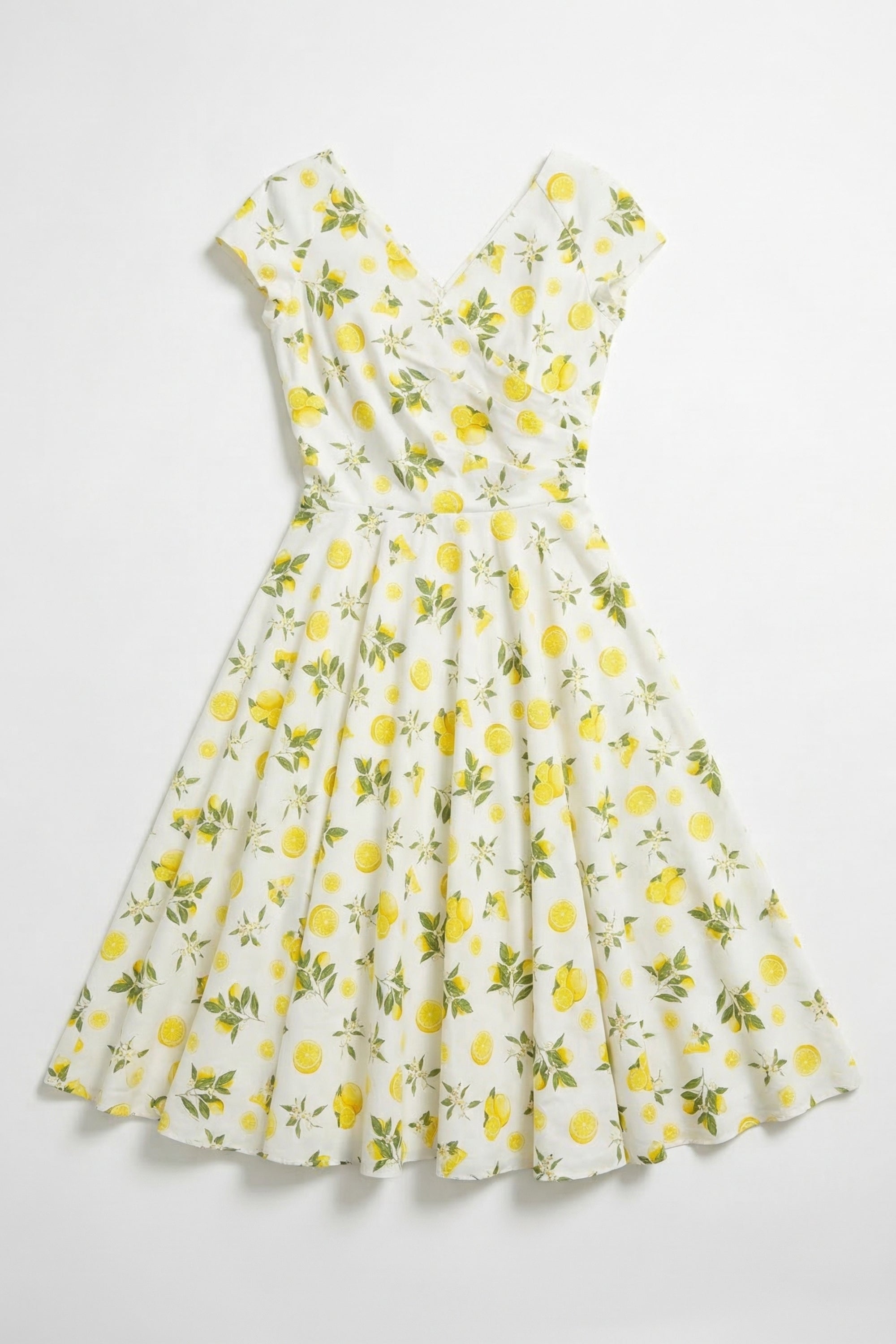Hourglass Lemon Print Swing Dress