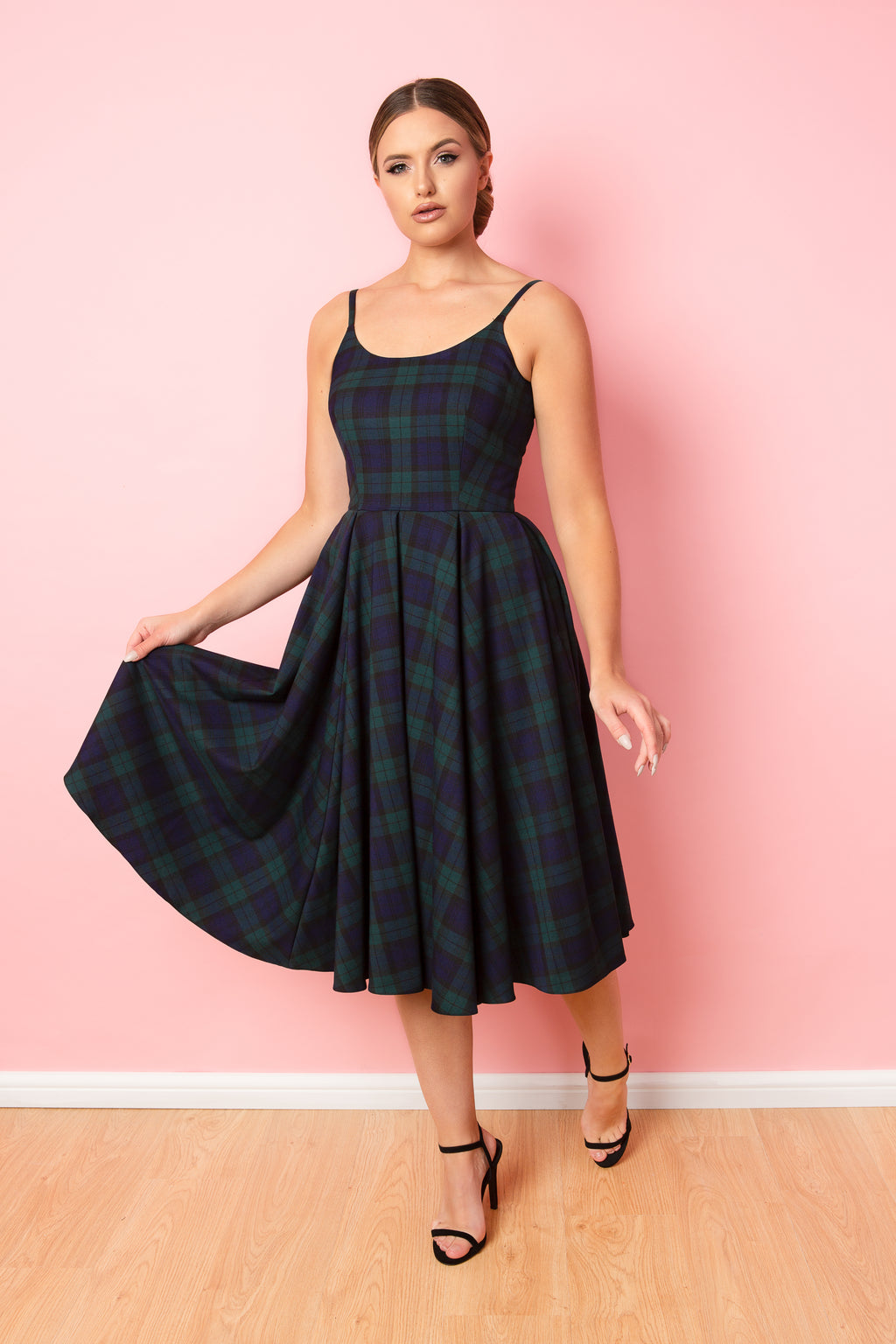 Priscilla Tartan Midi Dress