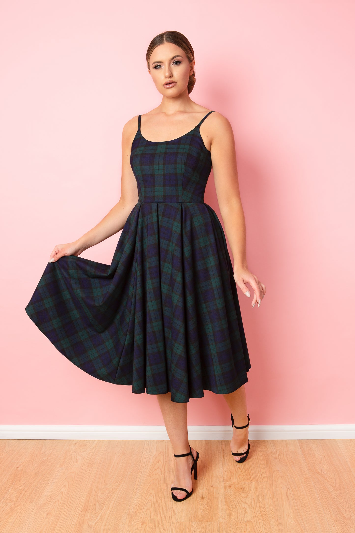 Priscilla Tartan Midi Dress