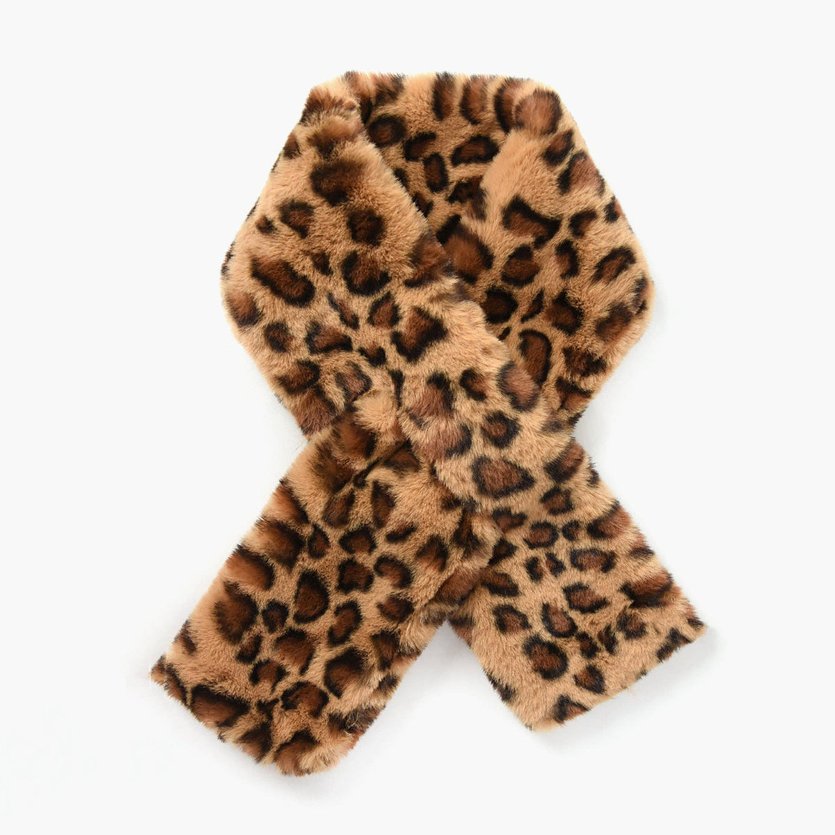 Maple Brown Leopard Print Faux Fur Tippet
