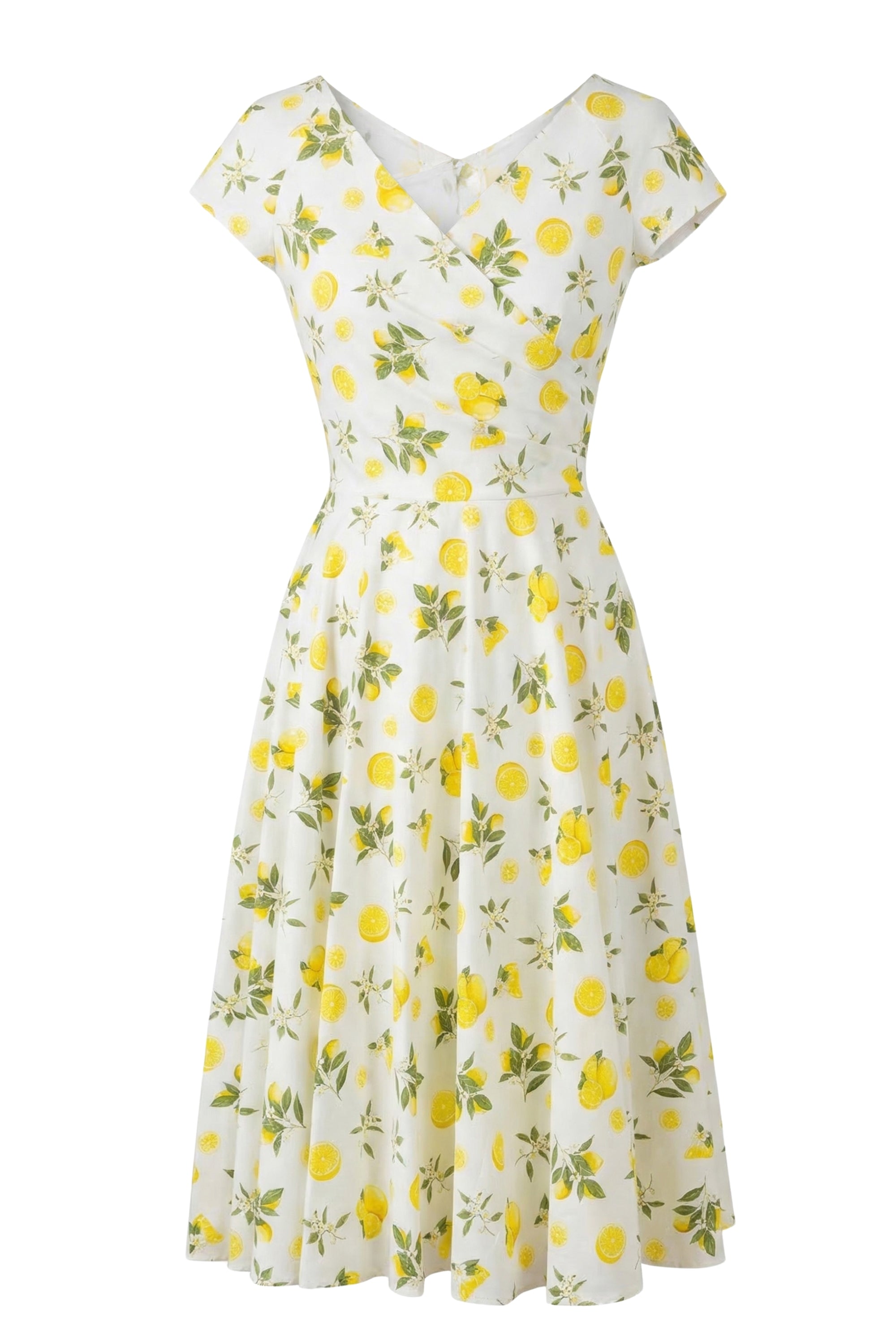 Hourglass Lemon Print Swing Dress