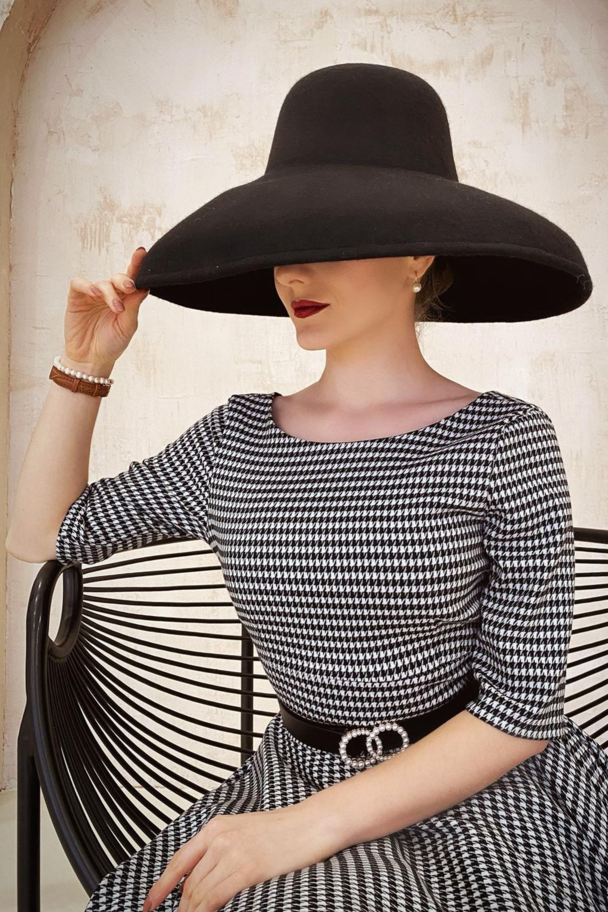Hepburn Dogtooth Midi Dress