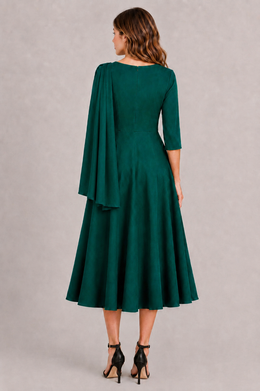 Back view of the Bel-Air Swing Dress with concealed centre-back zip