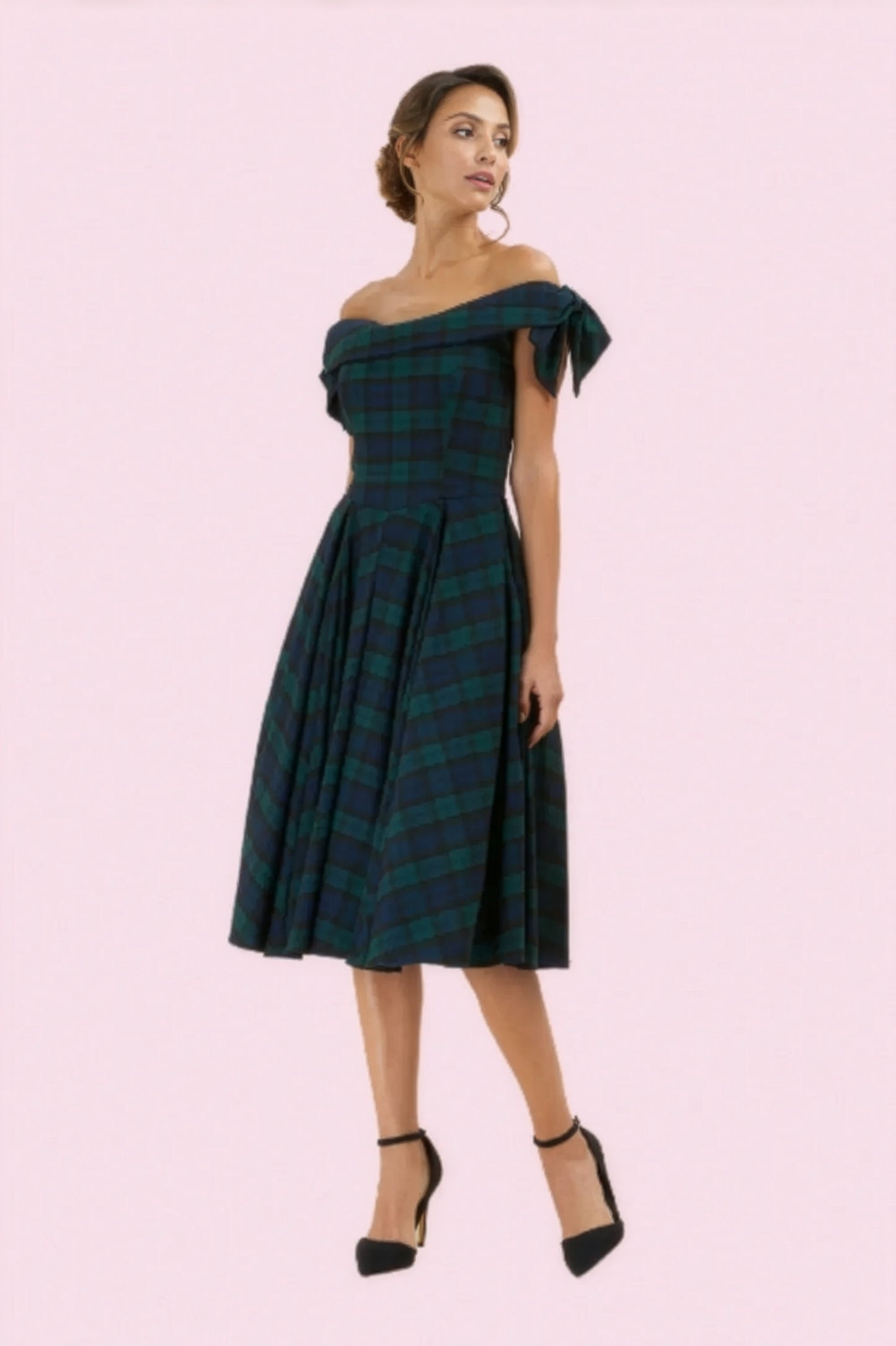 Tilly Tartan Off The Shoulder Prom Dress
