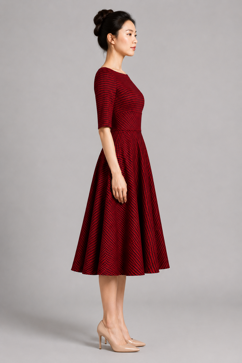 Hepburn Dogtooth Midi Dress
