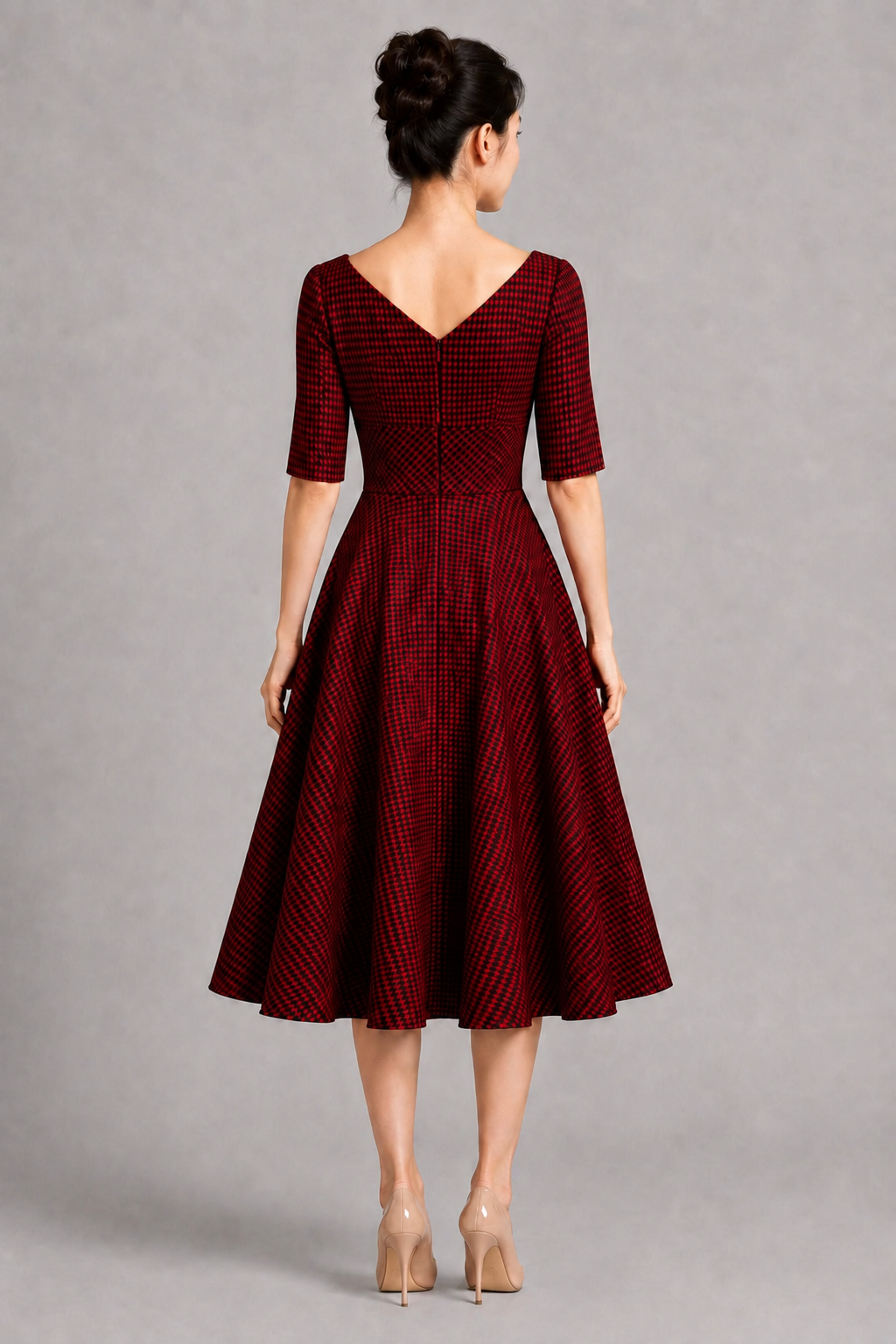 Hepburn Dogtooth Midi Dress