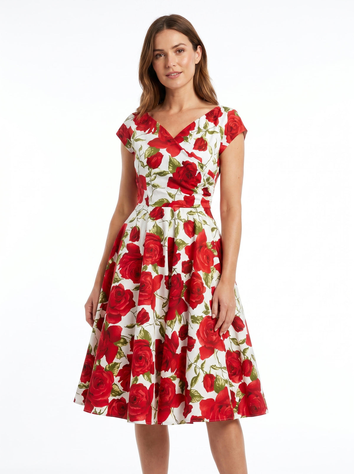 Hourglass Sorrento Red Rose Swing Dress