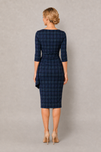 Hourglass Tartan 3/4 Sleeve Pencil Dress