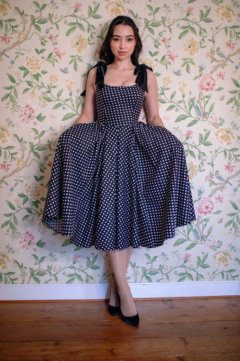 Josephine Polka Dot Midi Dress - Black & White