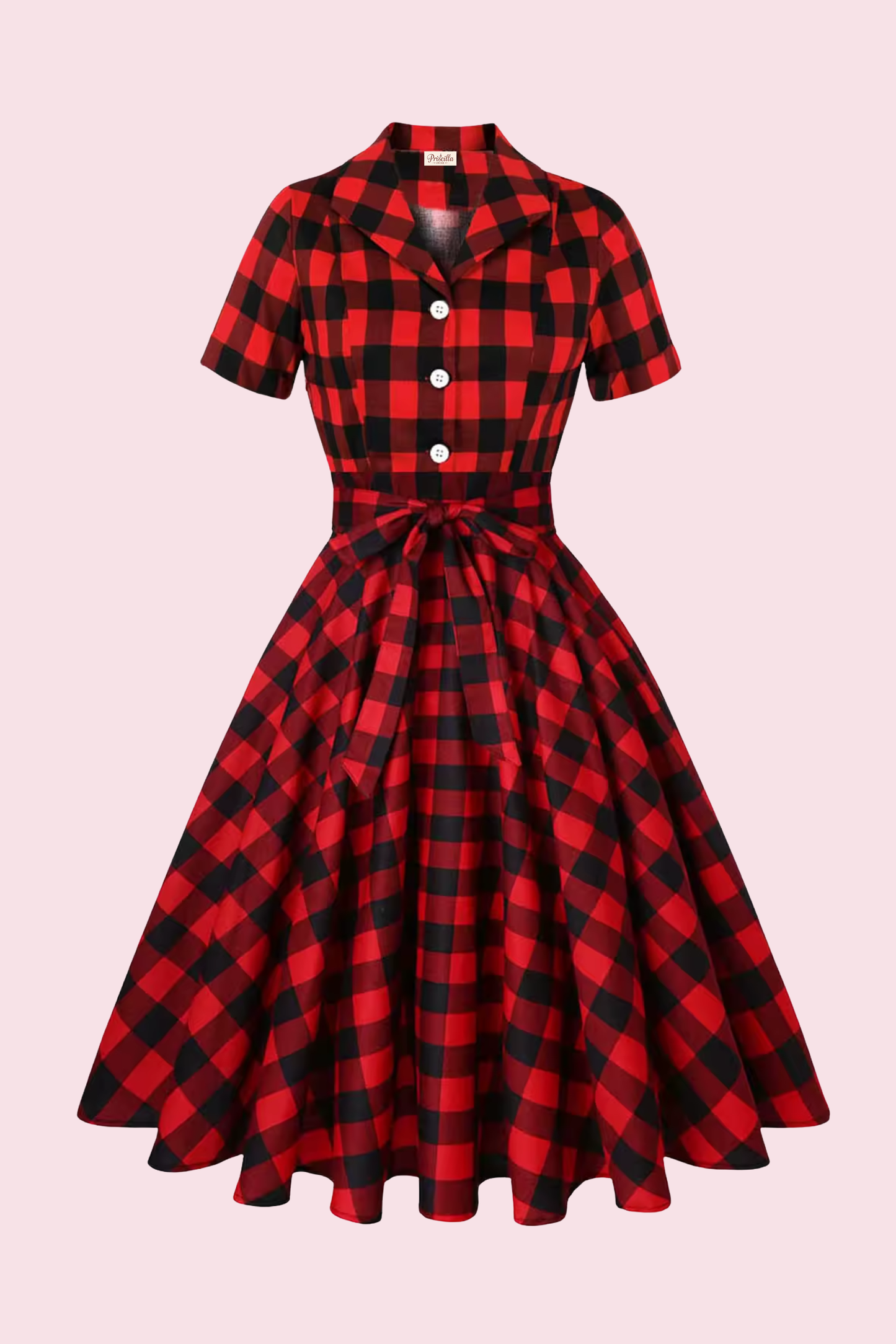Memphis Red & Black Check Swing Shirt Dress