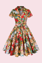 Memphis Americana Print Swing Shirt Dress