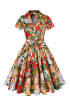 Memphis Americana Print Swing Shirt Dress